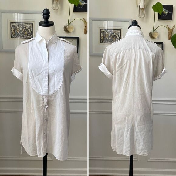 Rag &amp; Bone 100% Cotton Tissue Weight Short Sleeve Blouse Shirt 6